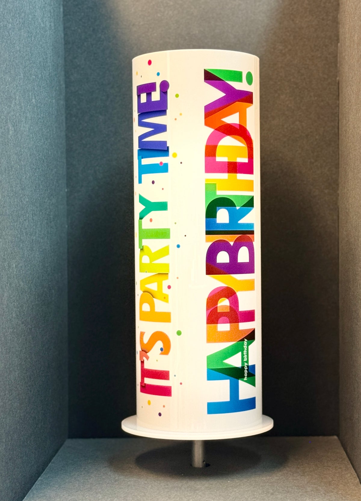 It’s Party Time Happy Birthday iLLUMITUBES Centerpiece